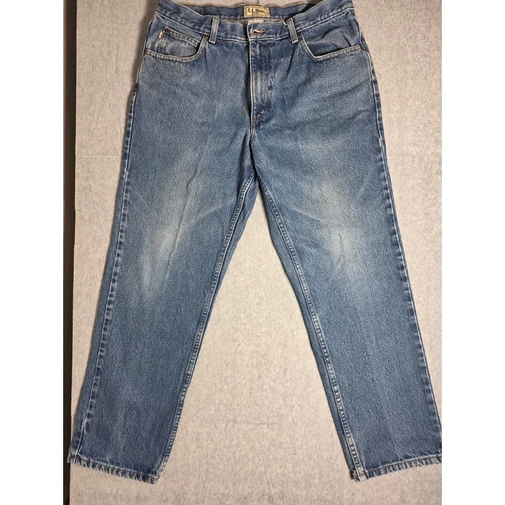 L.L.Bean Classic Fit Jeans Mens 35X29 Blue Medium Wash 100% Cotton Denim